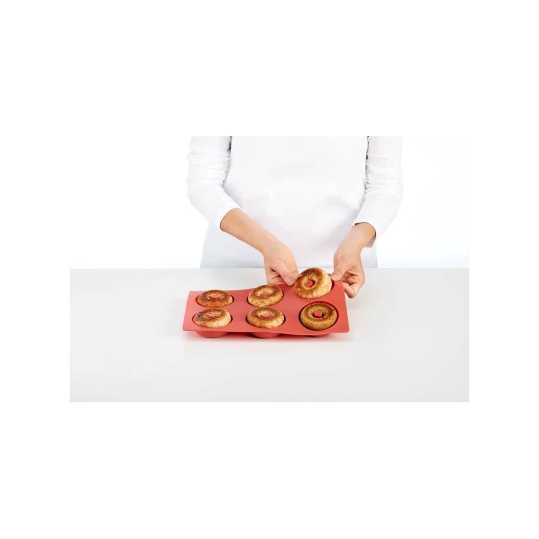 Stampo Ciambelle Silicone 6 Cavità - Antiaderente Per Forno E Freezer (Rosso Mattone) - Foto 5