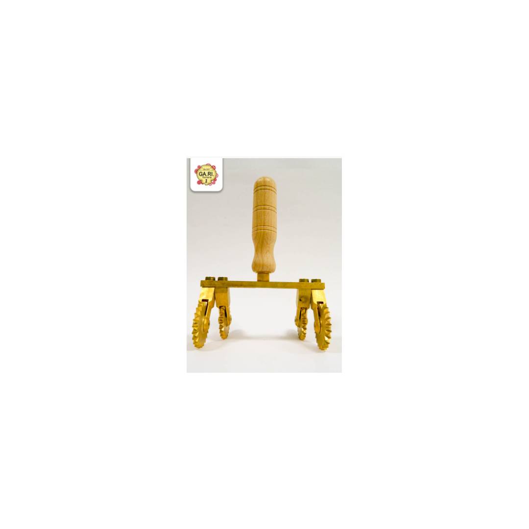 Rotella Taglia Pasta Multipla in Ottone - Regolabile 4 rotelle zig zag