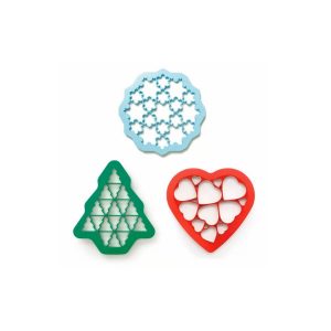 tris taglia biscotti cuori abeti cristalli di neve lekuè 884245