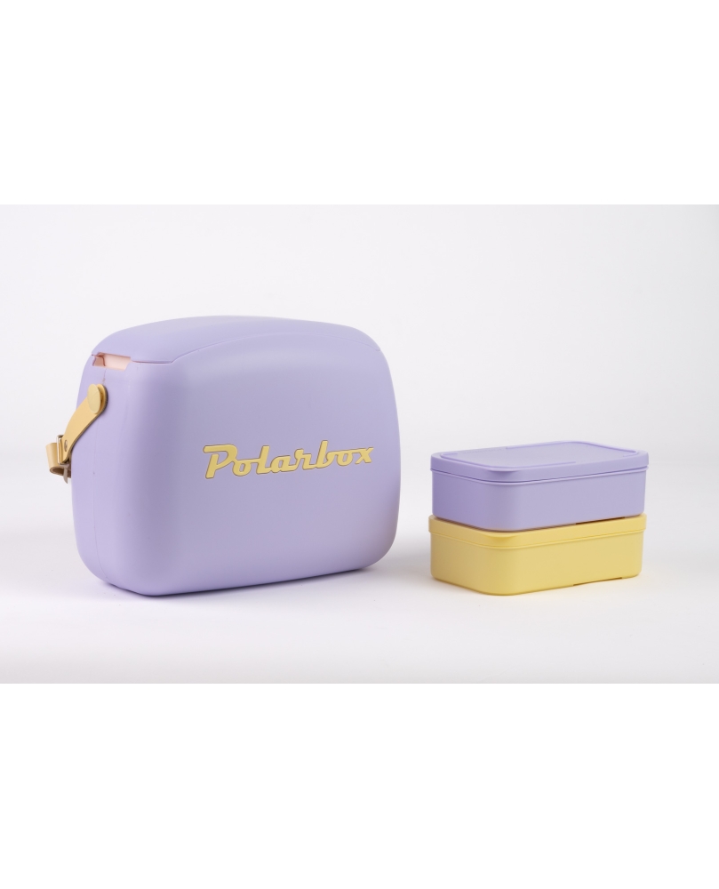 POLARBOX borsa termica da 6 litri con 2 lunch box lilla e giallo