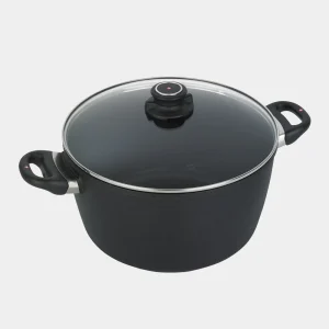 Our Nonstick Soup Pot is the ultimate choice. With a thick bottom for even heating, it's perfect for soups, stocks, and stews. Oven-safe and complete with a glass lid for precise moisture control. Ideal for family meals.