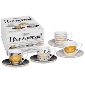 Tazze caffè con piattino in confezione assortita da 4 pezzi 2259132