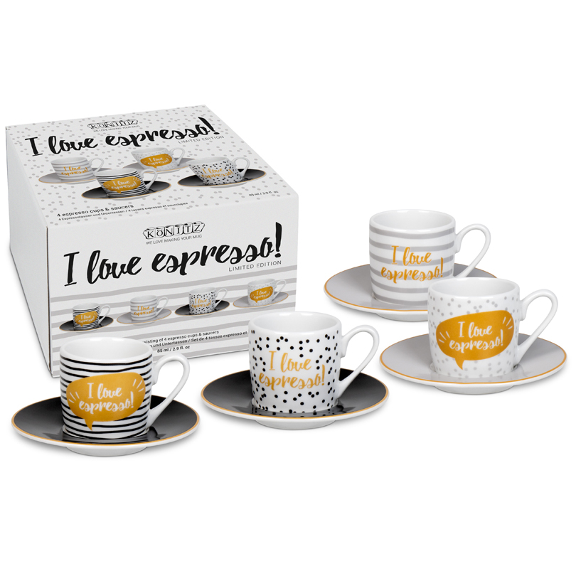 Tazze caffè con piattino in confezione assortita da 4 pezzi 2259132