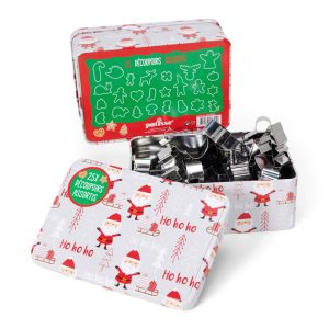 set 25 stampini taglia biscotti di natale e scatola in latta porta biscotti 5521730