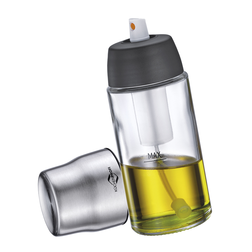 Spruzzino Olio 2 In 1 Per Friggitrice Ad Aria | Dispenser Vetro 470ml Con Funzione Spray E Dosatore | Nero
