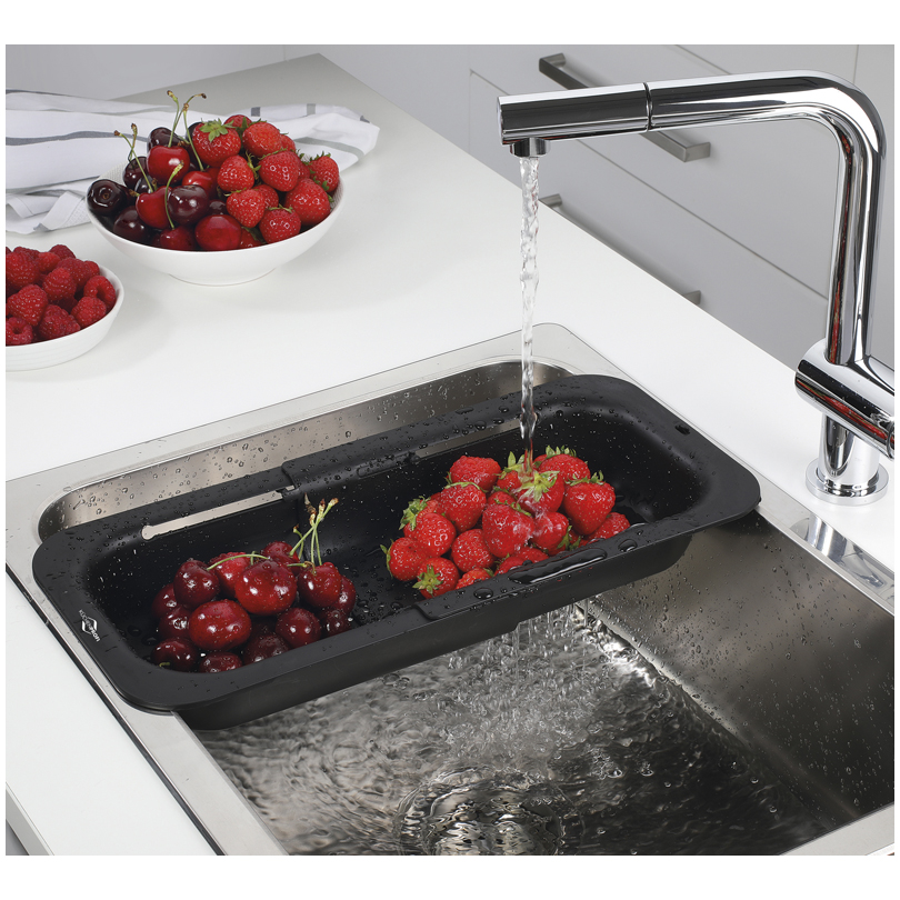 Scolapasta da cucina pieghevole ed espandibile, da utilizzare sopra il lavello, in silicone, regolabile, per lavare frutta, verdura e pasta (verde) | Leroy Merlin