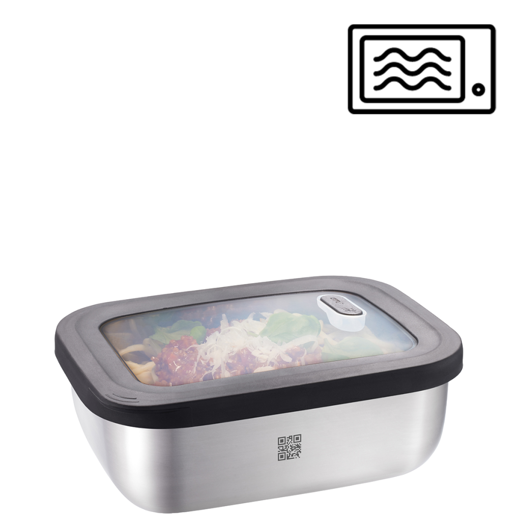 Contenitore & Lunch Box Rettangolare in Acciaio per Microonde - "Provido" Gefu 1300ml