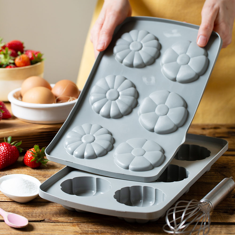 stampo doppio in silicone decora per preparazioni dolci e salate. forno, microonde, congelatore