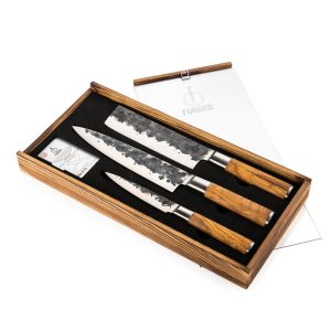 Set 3 Coltelli da Cucina “Forged – Olive” – cm 20/18/13