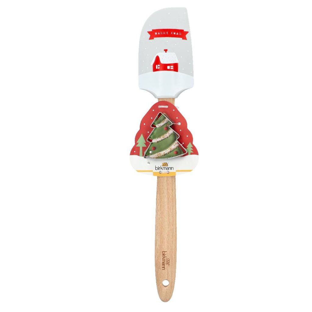 spatola natalizia in silicone con impugnatura in legno