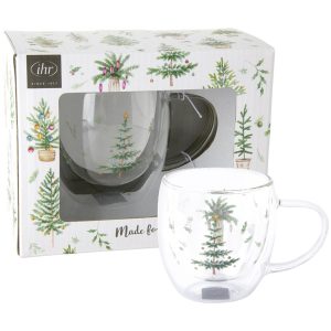 Bicchiere Tè a Doppia Parete "Festive Holidays green" ml 250