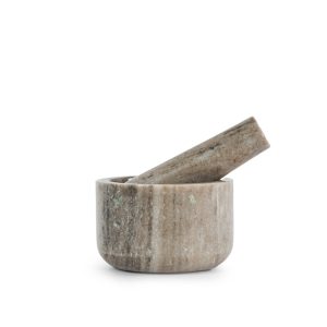 Mortaio con Pestello "Sten" in Marmo Travertino - cm Ø11x6,5