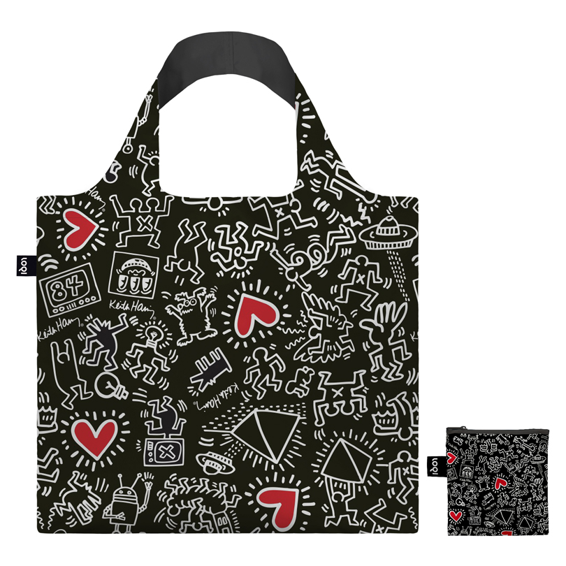 Borsa Shopper Loqi (recycled) ""Keith Haring - Black Pattern"