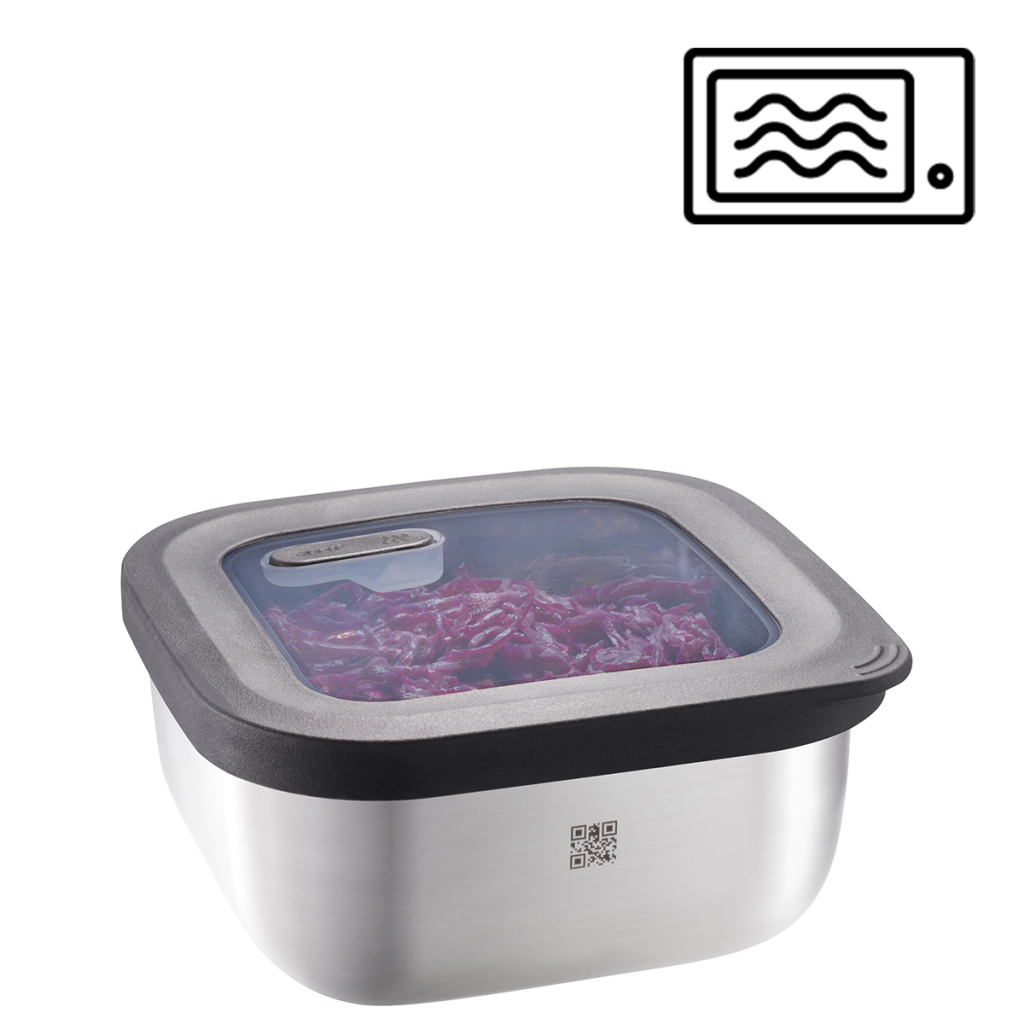 Contenitore & Lunch Box Quadrato in Acciaio per Microonde 900 ml - "Provido" Gefu