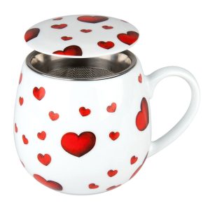 Tazza Tè & Tisana con coperchio e filtro "Little Hearts" ml 420