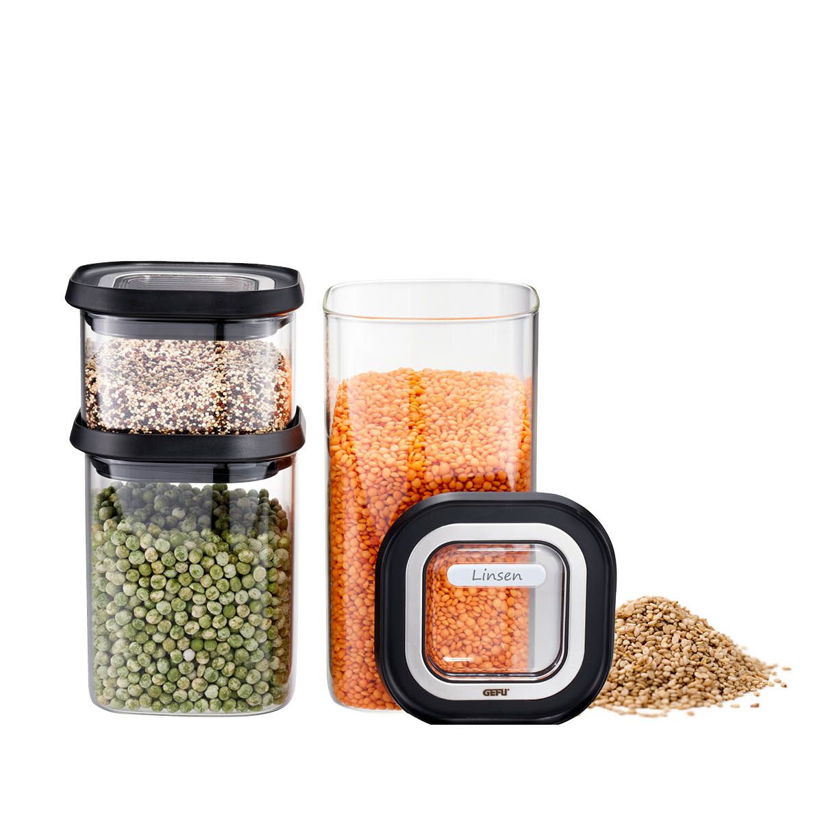 Set 3 Barattoli in Vetro Borosilicato "Pantry" Gefu - 400 ml / 900 ml /1.400 ml