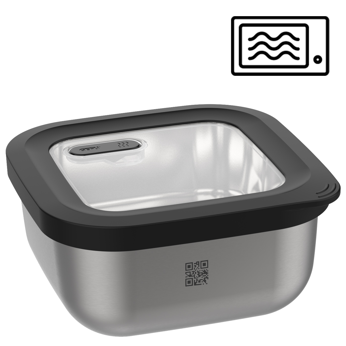 Contenitore & Lunch Box Quadrato in Acciaio per Microonde 1800 ml - "Provido" Gefu