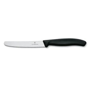 Coltello da Tavola Nero Lama Seghettata Punta Tonda - Swiss Classic Victorinox Nero