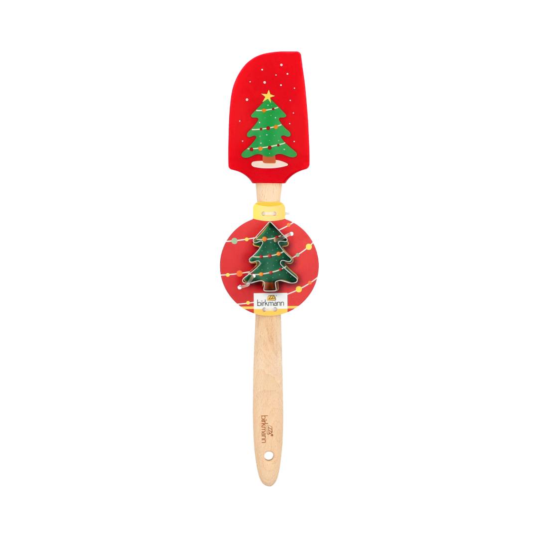 SPATOLA DI NATALE IN SILICONE CON STAMPINO BISCOTTO IN REGALO