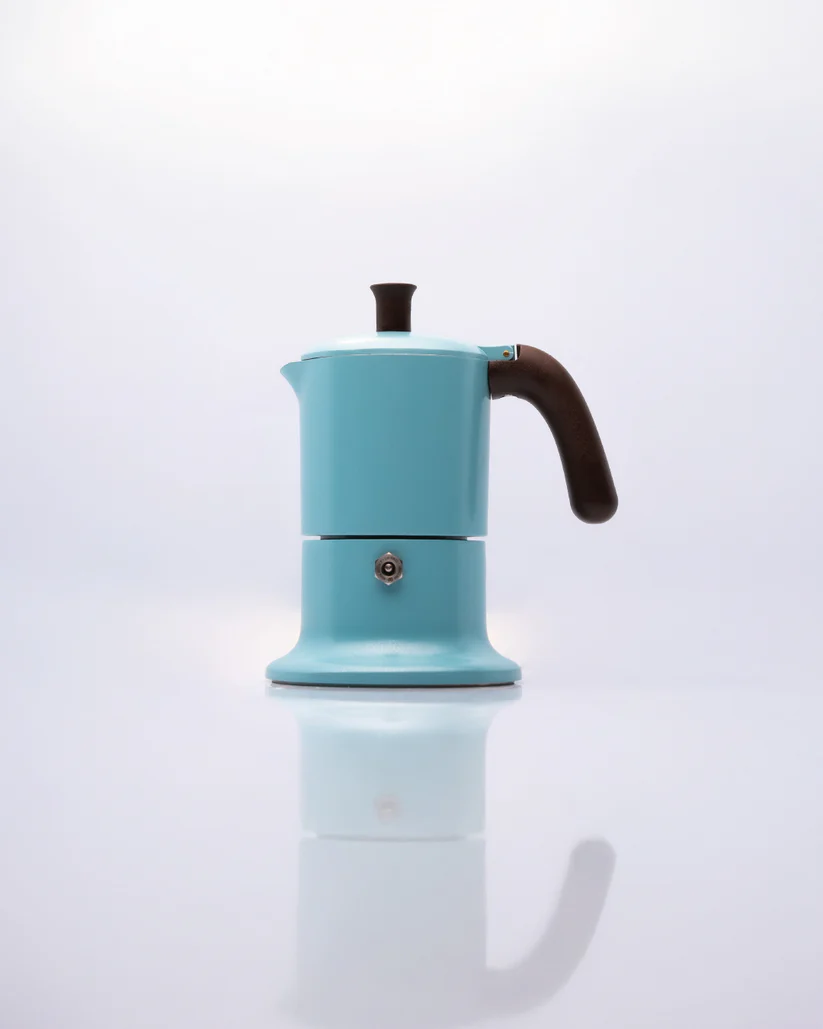 Caffettiera "Angelina Made in Italy" 3 tazze Turchese & Marrone - Moka per Induzione e Gas