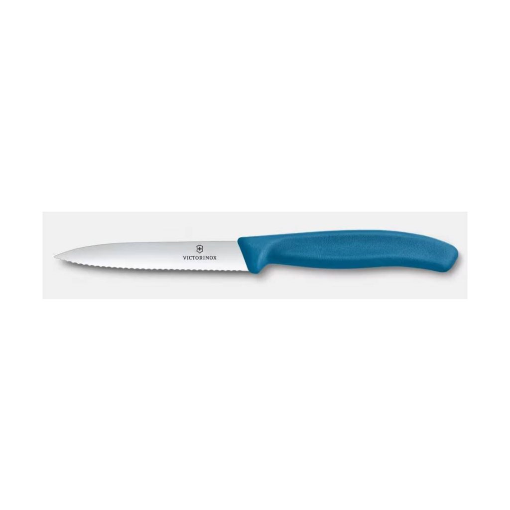 coltello spelucchino lama lunga seghettata blu new