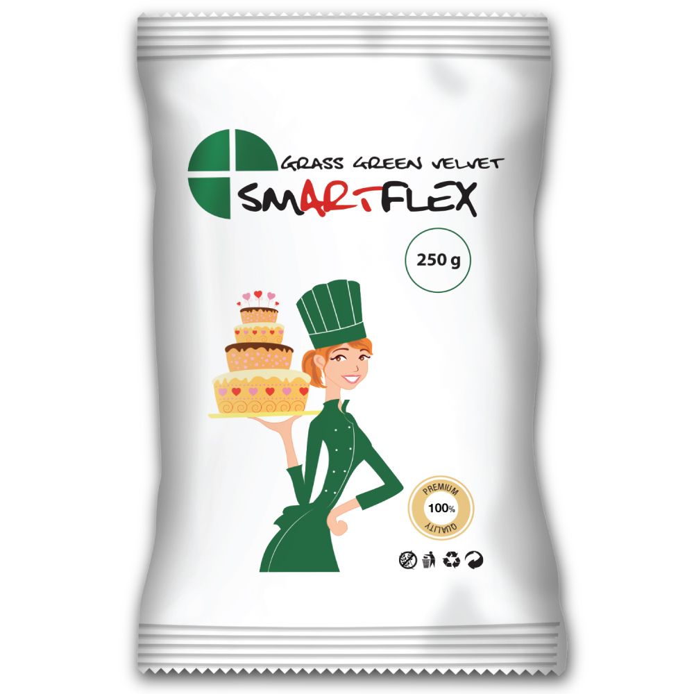 Pasta di Zucchero SmartFlex Velvet VERDE PRATO 250g - Fondant Grass Green Velvet 250g