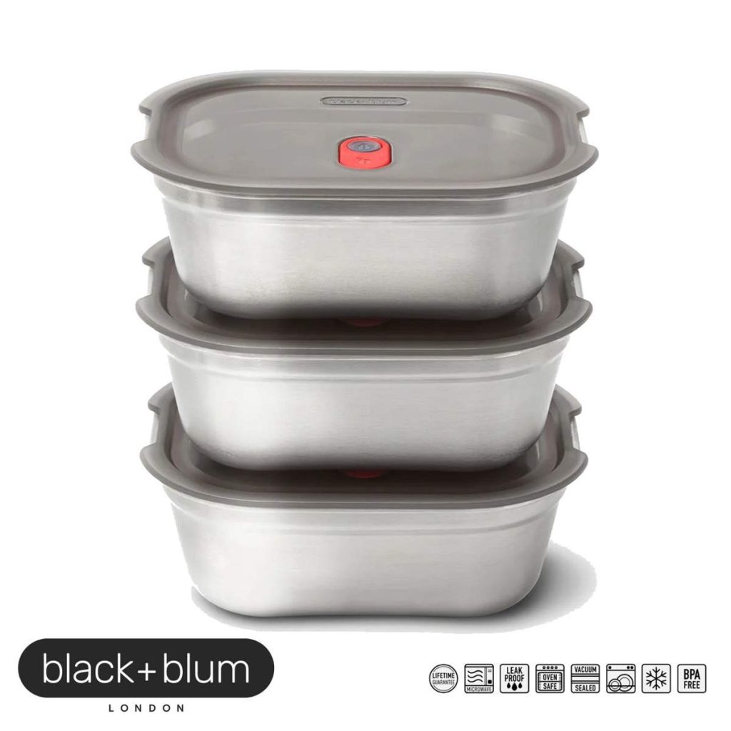 Set 3 Contenitori in Acciaio per Microonde "Black+Blum MultiFunction" 900mlx3