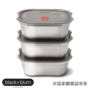 Set 3 Contenitori in Acciaio per Microonde "Black+Blum MultiFunction" 900mlx3